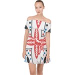 Motif Off Shoulder Chiffon Dress
