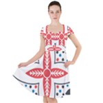 Motif Cap Sleeve Midi Dress