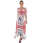Motif Off Shoulder Open Front Chiffon Dress