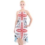 Motif High-Low Halter Chiffon Dress 