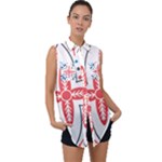 Motif Sleeveless Chiffon Button Shirt