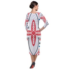 Quarter Sleeve Midi Velour Bodycon Dress 