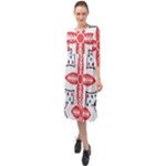 Motif Ruffle End Midi Chiffon Dress