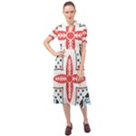Motif Keyhole Neckline Chiffon Dress