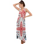 Motif V-Neck Chiffon Maxi Dress