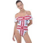 Motif Frill Detail One Piece Swimsuit