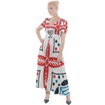 Motif Button Up Short Sleeve Maxi Dress
