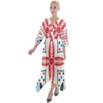 Motif Quarter Sleeve Wrap Front Maxi Dress