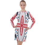 Motif Long Sleeve Hoodie Dress