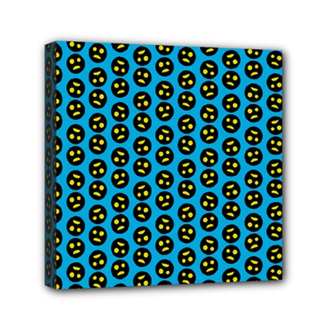 0059 Comic Head Bothered Smiley Pattern Mini Canvas 6  x 6  (Stretched) from ArtsNow.com