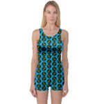 0059 Comic Head Bothered Smiley Pattern One Piece Boyleg Swimsuit