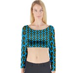 0059 Comic Head Bothered Smiley Pattern Long Sleeve Crop Top