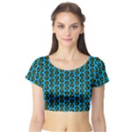 0059 Comic Head Bothered Smiley Pattern Short Sleeve Crop Top