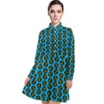 0059 Comic Head Bothered Smiley Pattern Long Sleeve Chiffon Shirt Dress