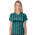 0059 Comic Head Bothered Smiley Pattern V-Neck Sport Mesh Tee