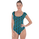 0059 Comic Head Bothered Smiley Pattern Short Sleeve Leotard 