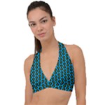 0059 Comic Head Bothered Smiley Pattern Halter Plunge Bikini Top