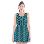 0059 Comic Head Bothered Smiley Pattern Scoop Neck Skater Dress