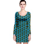 0059 Comic Head Bothered Smiley Pattern Long Sleeve Velvet Bodycon Dress