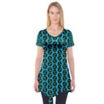 0059 Comic Head Bothered Smiley Pattern Short Sleeve Tunic 