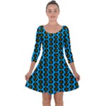 0059 Comic Head Bothered Smiley Pattern Quarter Sleeve Skater Dress