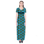 0059 Comic Head Bothered Smiley Pattern Short Sleeve Maxi Dress