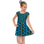 0059 Comic Head Bothered Smiley Pattern Kids  Cap Sleeve Dress