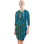 0059 Comic Head Bothered Smiley Pattern Quarter Sleeve Hood Bodycon Dress