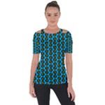 0059 Comic Head Bothered Smiley Pattern Shoulder Cut Out Short Sleeve Top