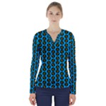 0059 Comic Head Bothered Smiley Pattern V-Neck Long Sleeve Top
