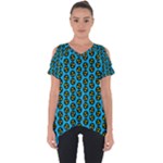 0059 Comic Head Bothered Smiley Pattern Cut Out Side Drop Tee