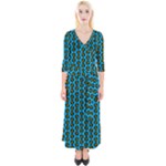 0059 Comic Head Bothered Smiley Pattern Quarter Sleeve Wrap Maxi Dress