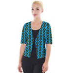 0059 Comic Head Bothered Smiley Pattern Cropped Button Cardigan