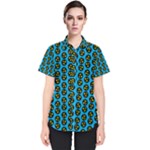 0059 Comic Head Bothered Smiley Pattern Women s Short Sleeve Shirt