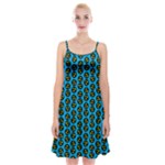 0059 Comic Head Bothered Smiley Pattern Spaghetti Strap Velvet Dress