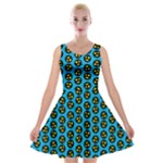 0059 Comic Head Bothered Smiley Pattern Velvet Skater Dress