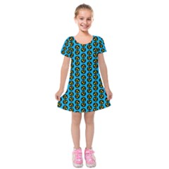 0059 Comic Head Bothered Smiley Pattern Kids  Short Sleeve Velvet Dress from ArtsNow.com