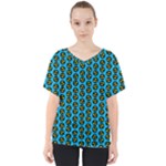 0059 Comic Head Bothered Smiley Pattern V-Neck Dolman Drape Top