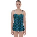 0059 Comic Head Bothered Smiley Pattern Babydoll Tankini Set