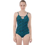 0059 Comic Head Bothered Smiley Pattern Cut Out Top Tankini Set