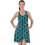 0059 Comic Head Bothered Smiley Pattern Show Some Back Chiffon Dress