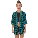 0059 Comic Head Bothered Smiley Pattern Open Front Chiffon Kimono