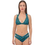 0059 Comic Head Bothered Smiley Pattern Double Strap Halter Bikini Set