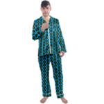 0059 Comic Head Bothered Smiley Pattern Men s Long Sleeve Satin Pyjamas Set