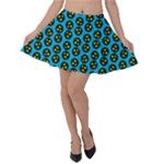 0059 Comic Head Bothered Smiley Pattern Velvet Skater Skirt