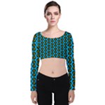 0059 Comic Head Bothered Smiley Pattern Velvet Long Sleeve Crop Top