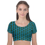 0059 Comic Head Bothered Smiley Pattern Velvet Short Sleeve Crop Top 