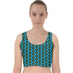 0059 Comic Head Bothered Smiley Pattern Velvet Racer Back Crop Top