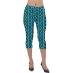 0059 Comic Head Bothered Smiley Pattern Lightweight Velour Capri Leggings 