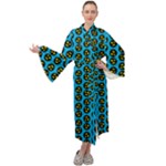0059 Comic Head Bothered Smiley Pattern Maxi Velour Kimono